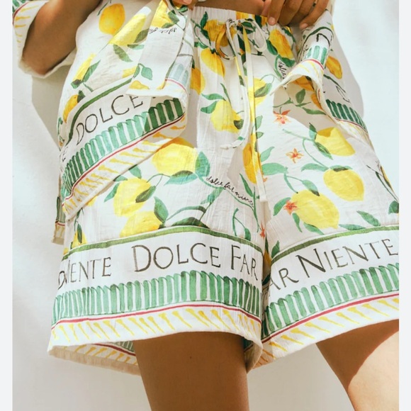 ❤️ H&M Lemon Shorts Bermuda Culotte Resort Dressy Boxer Short Print viral - Picture 1 of 7